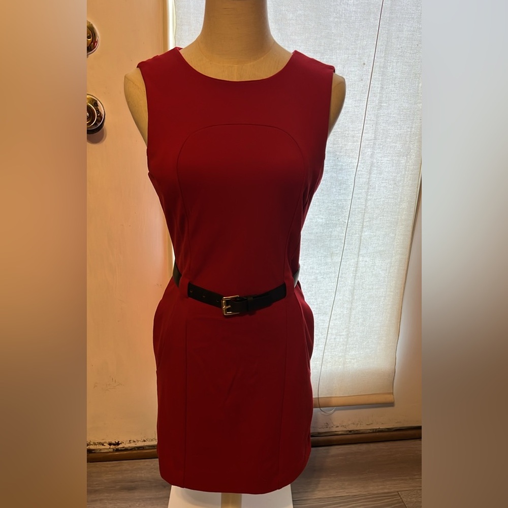 Michael Kors Red Mini Dress with Black Belt